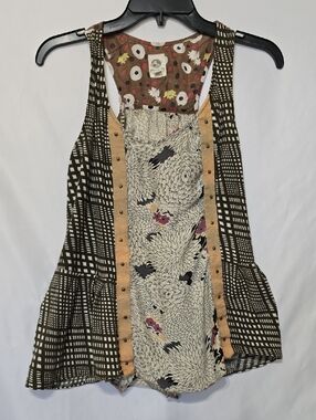 Anthropologie TINY Mixed Print Patchwork Floral Plaid Tank Top Size M Boho